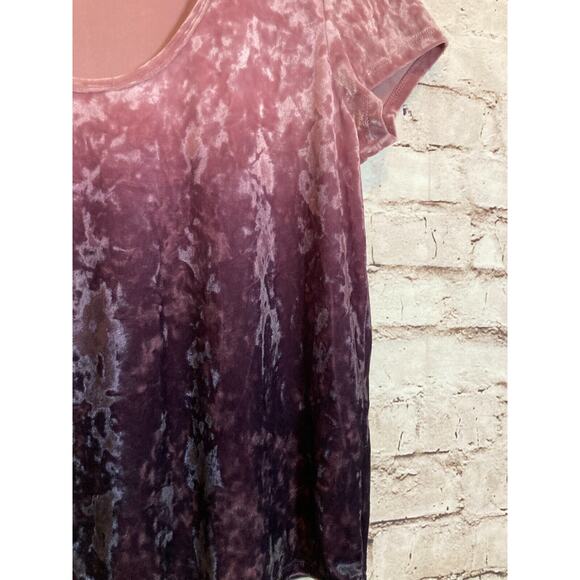 American Eagle Top Womens Large Velvet Pink Purple Ombre Stretch Shimmer - Picture 6 of 13